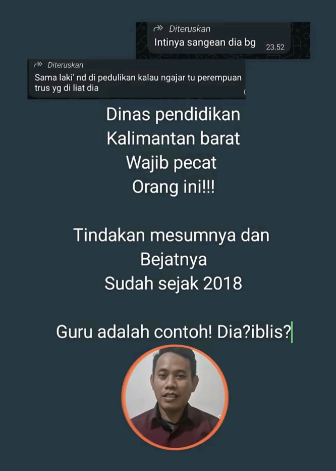 Guru SMA  Sanggau Diduga Lakukan Pelecehan Verbal Ke Siswi, Sudah Minta Maaf